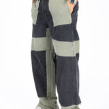 Khaki & Black Biker Panelled Jeans