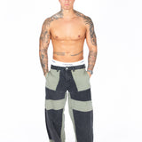 Khaki & Black Biker Panelled Jeans