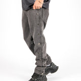 Washed Black Popper Detail Straight Leg Jeans