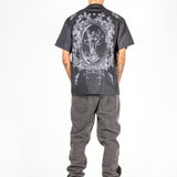 Washed Black Popper Detail Straight Leg Jeans
