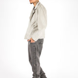 Stone Suede Biker Jacket