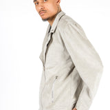 Stone Suede Biker Jacket