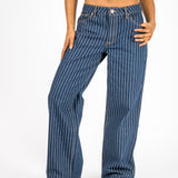 Indigo Pinstripe Varsity Jean