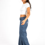 Indigo Pinstripe Varsity Jean
