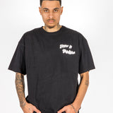 Black Oversized Bird Graphic Back Printed T-shirt
