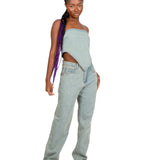 FAE Dirty Bleach High Waist Leg Jeans