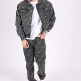 Black Owners Motorsport Printed Denim Jeans