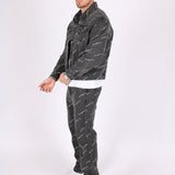 Black Owners Motorsport Printed Denim Jeans