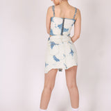 Bleach Wash Denim Mini Skirt With Distressing
