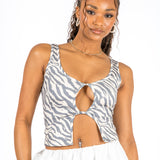 Zebra Cut Out Crop Vest