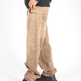 Sand Wash Brown Contrast Stitch Barrel Varsity Jeans