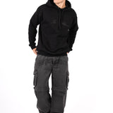 Black Printed 'The Blessed 01' Motif Hoodie