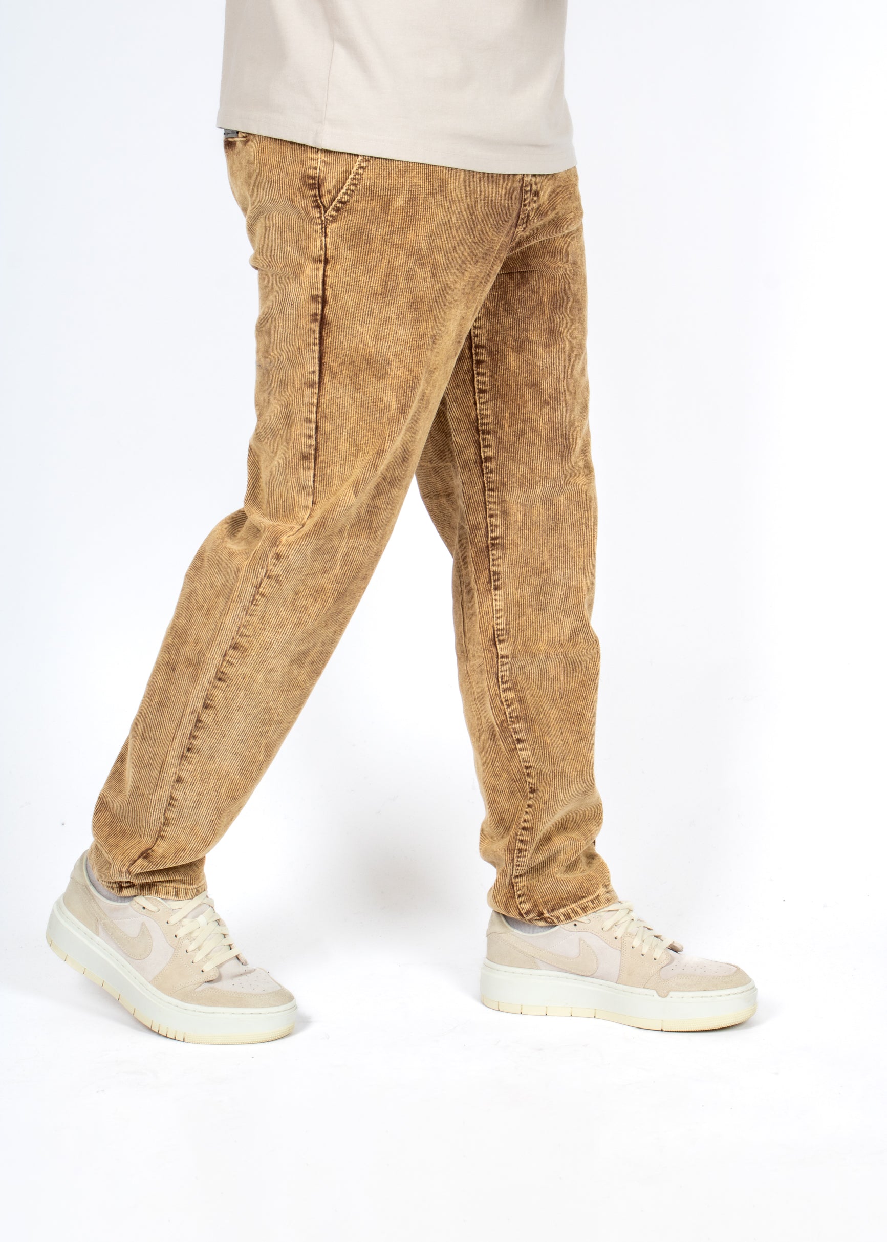Brown Acid Wash Relaxed Corduroy Trouser