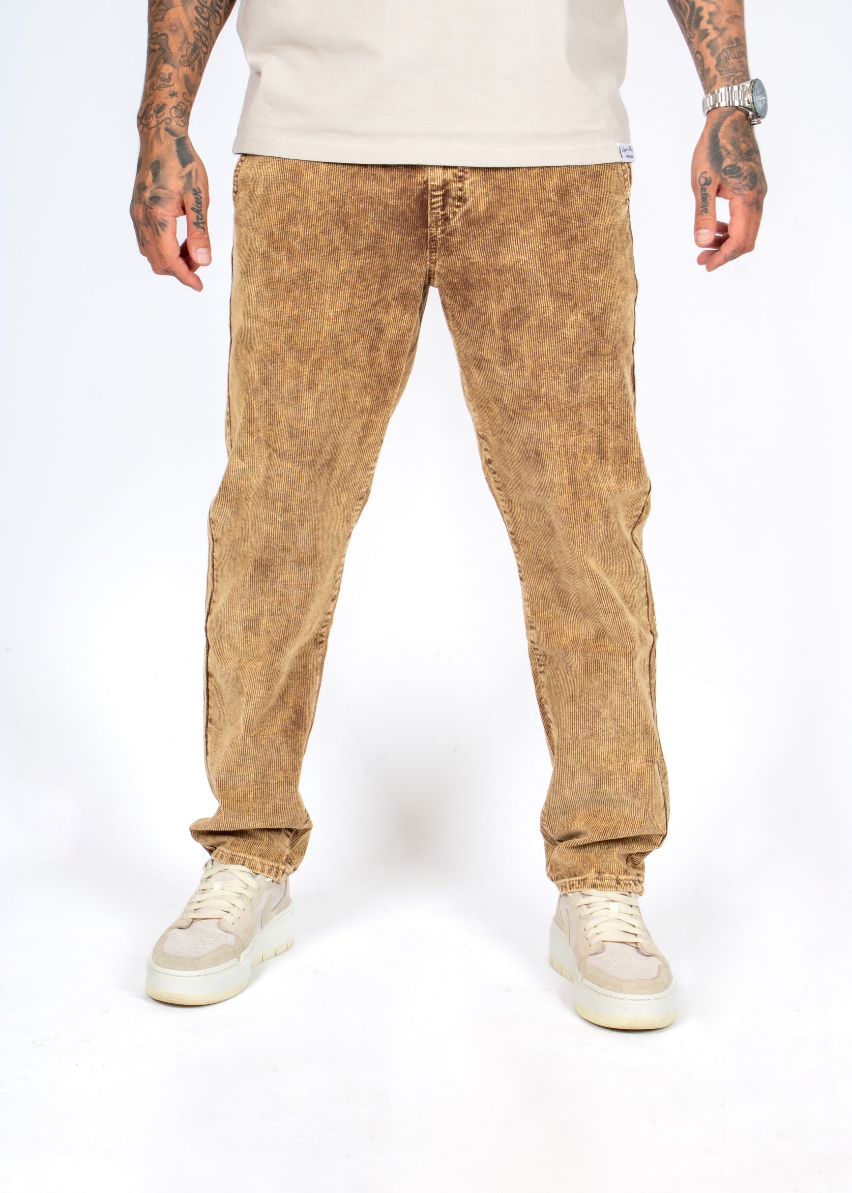 Brown Acid Wash Relaxed Corduroy Trouser