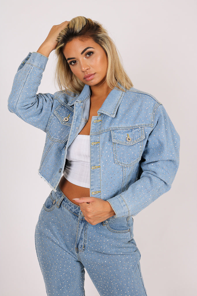 Diamante Denim Jacket And High Rise Mom Jean