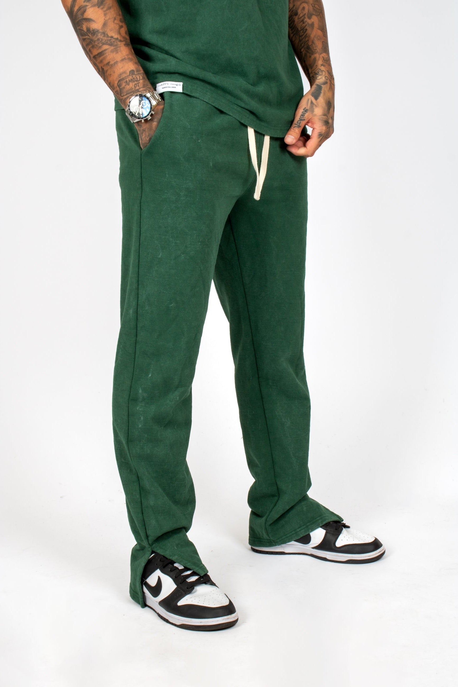 Acid Forest Green Recycled Relaxed Straight Leg Jogger