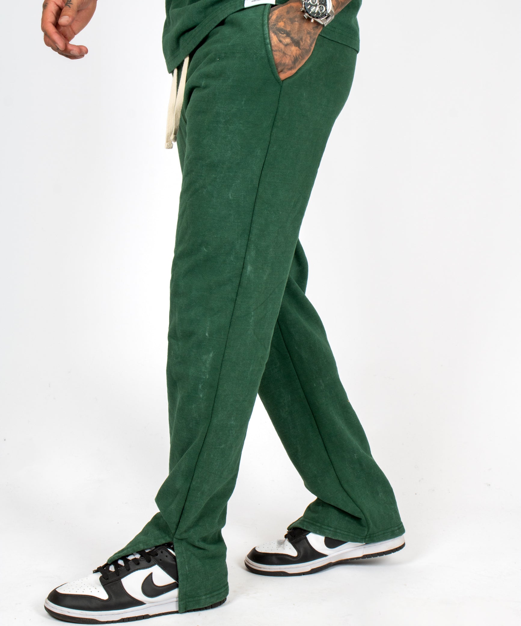 Acid Forest Green Recycled Relaxed Straight Leg Jogger