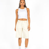 Ecru Pinstripe Denim Jorts