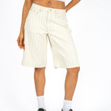 Ecru Pinstripe Denim Jorts