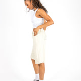 Ecru Pinstripe Denim Jorts