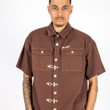 Brown Clasp Detail Utility Shirt