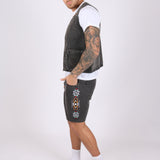 Aztec Embroidered Washed Black Denim Shorts