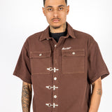 Brown Clasp Detail Utility Shirt