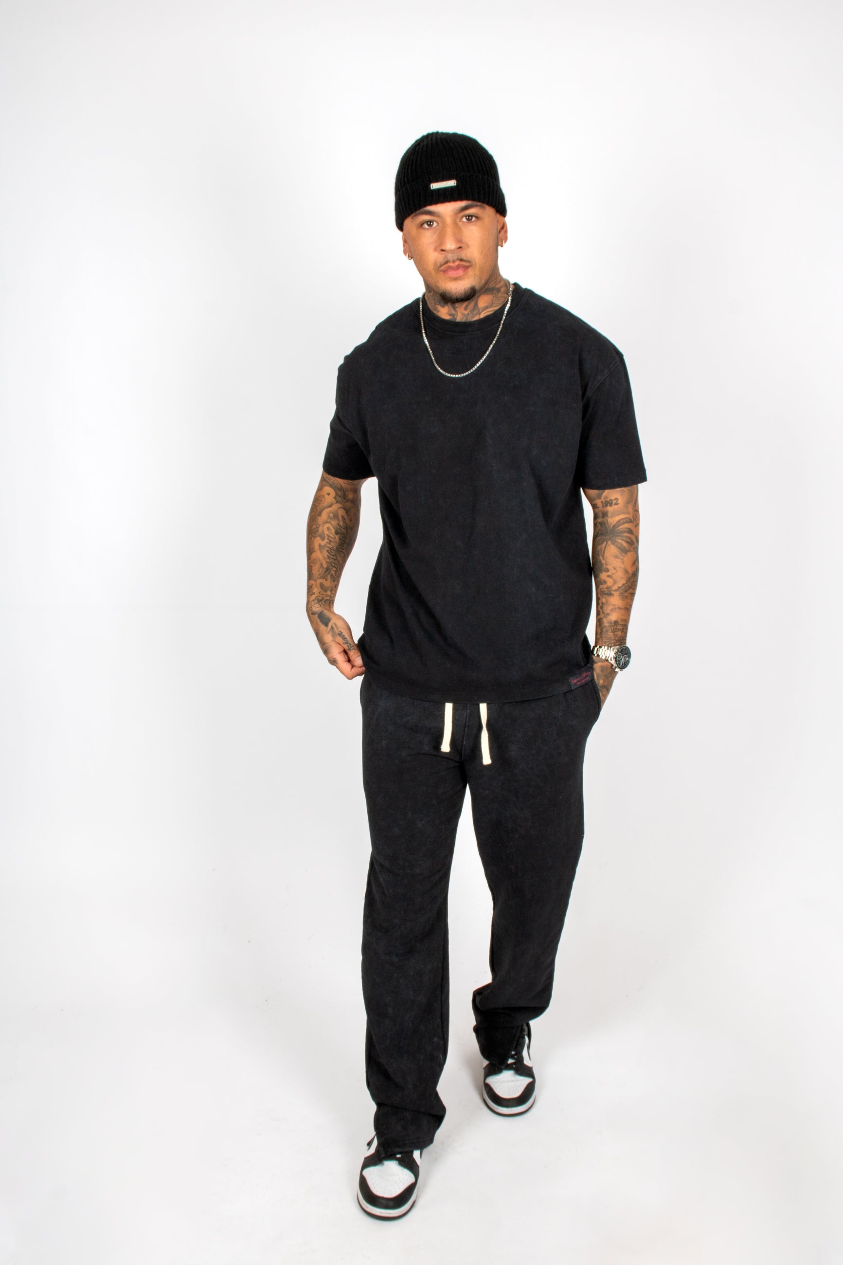 Acid Black Recycled Relaxed Straight Leg Jogger