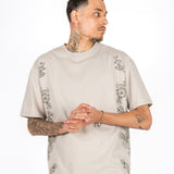 Relaxed Fit Royal Emblem Back Printed Beige T-Shirt