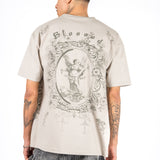 Relaxed Fit Royal Emblem Back Printed Beige T-Shirt