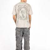 Relaxed Fit Royal Emblem Back Printed Beige T-Shirt