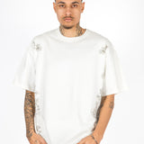 Relaxed Fit Royal Emblem Back Printed Off White T-Shirt