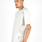 Relaxed Fit Royal Emblem Back Printed Off White T-Shirt