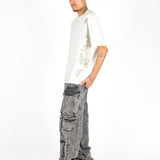Relaxed Fit Royal Emblem Back Printed Off White T-Shirt