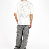 Relaxed Fit Royal Emblem Back Printed Off White T-Shirt