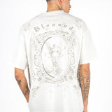 Relaxed Fit Royal Emblem Back Printed Off White T-Shirt
