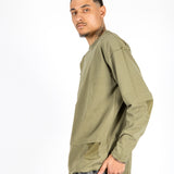 Khaki Double Layered Distressed Long Sleeve T-shirt
