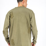 Khaki Double Layered Distressed Long Sleeve T-shirt