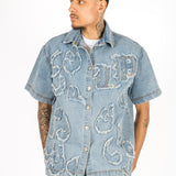 Denim Distressed & Stud Detail Shirt