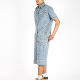Denim Distressed & Stud Detail Jorts