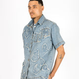 Denim Distressed & Stud Detail Shirt