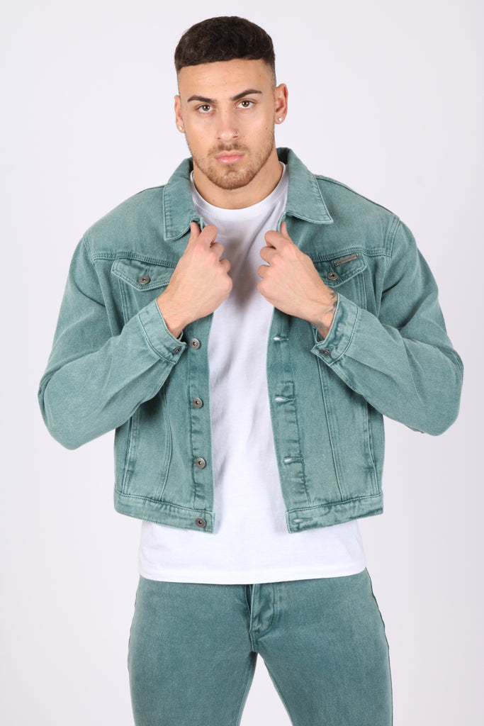 Forest Green Oversized Boxy Denim Jacket