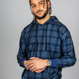 Blue Checkered Oversized Hoodie