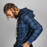 Blue Checkered Oversized Hoodie