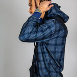 Blue Checkered Oversized Hoodie