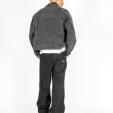 Washed Black Clasp Detail Denim Jacket