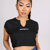 Spicy Slogan Ribbed Crop Top