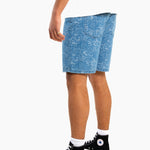 Oversized Floral Textured Jaqcuard Denim Shorts
