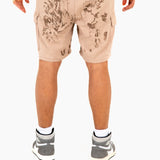 Sand & Brown Floral Twill Relaxed Cargo Shorts