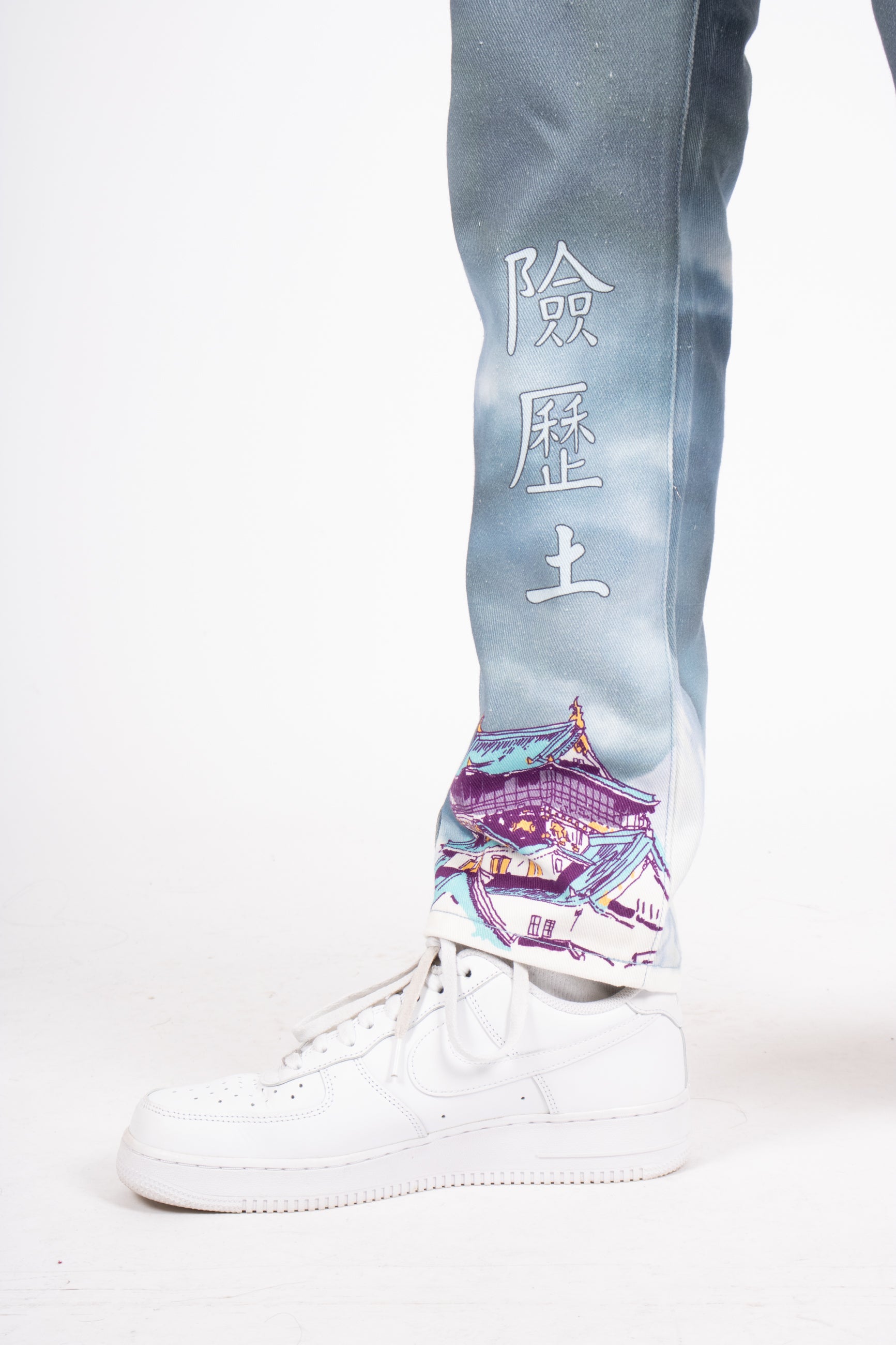 Japanese Landscape Printed Straight Leg Jean